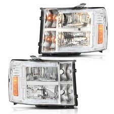 LED DRL Headlights for Sierra 1500 2500HD 3500HD 2007-2014 Clear Chrome Amber