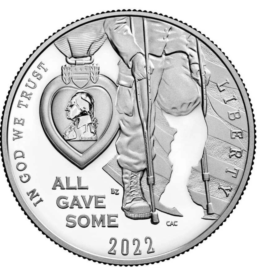 2022-S Purple Heart Proof Half Dollar 50c Box & Cert, OGP