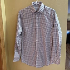 Ryan Seacrest Distinction Slim Fit Stretch No Iron Burgundy Print 14-1/2 32/33