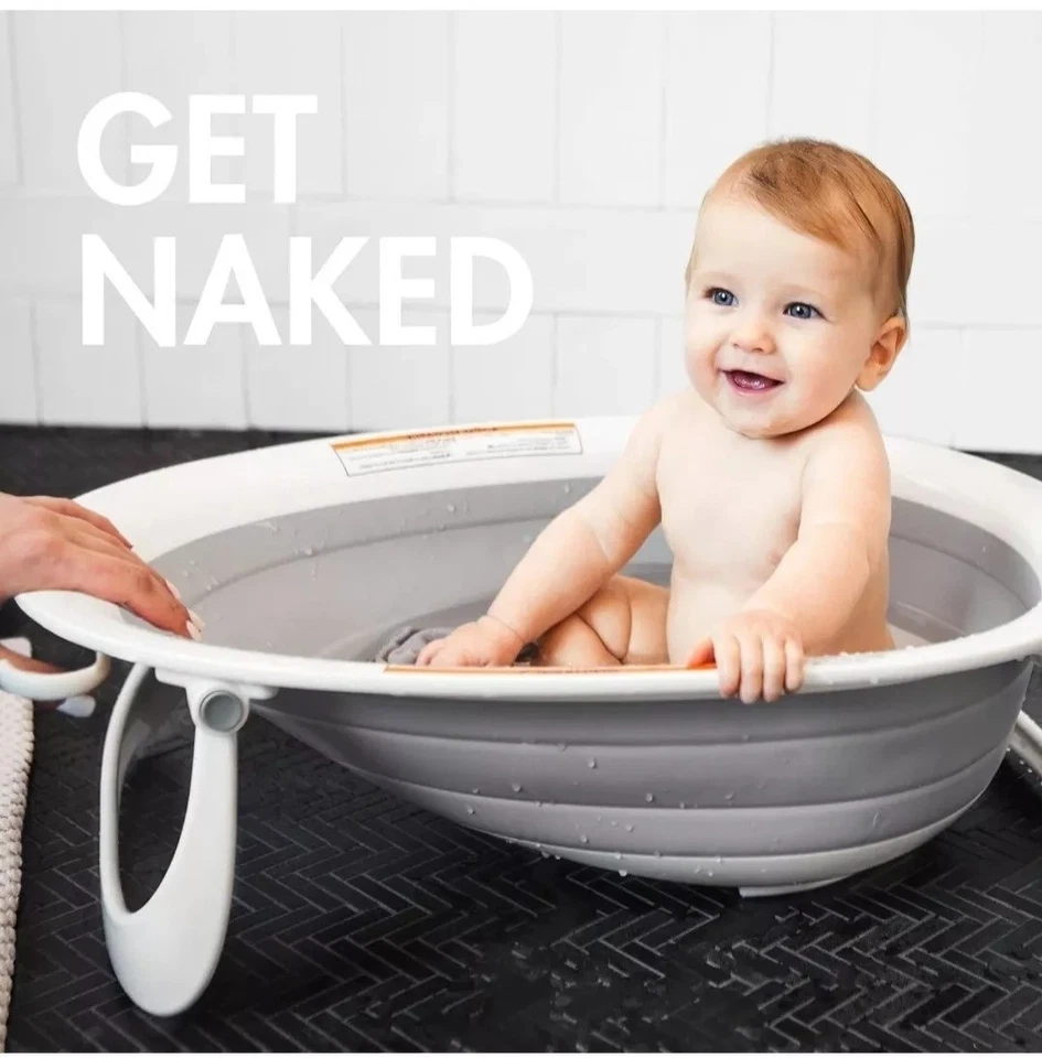 Bañera plegable de 2 posiciones Boon Naked para bebés niños pequeños gris nueva Foto 2 de 4