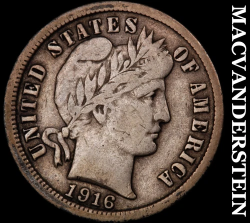 1916 Barber Dime- Silver- Very Fine Better Date No Reserve #J804