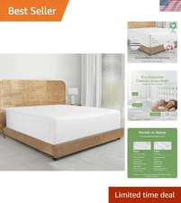 Luxury King Fitted Sheet - 100% Organic Cotton Percale, 15 Inch Deep Pockets