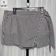 Vineyard Vines Gingham Seersucker Shorts Tie Waist Black White Size 6 Preppy