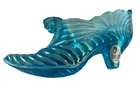 Vintage Fenton Art Glass Blue Iridescent Cat Shoe Slipper 6” Fenton Mark & Label