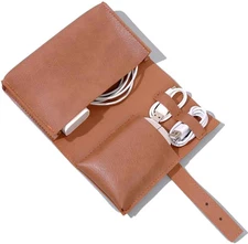 Vintage Pu Leather Electronic Organizer Travel Case,Cord Organizer Travel, Leath