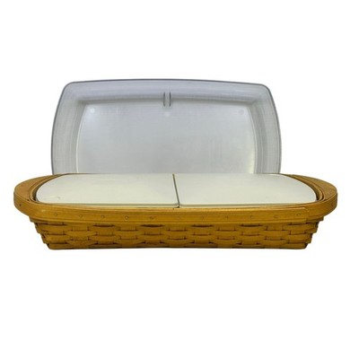 Longaberger 2002 Large Serving Hostess Tray Basket Protector Divided Trays/Lids