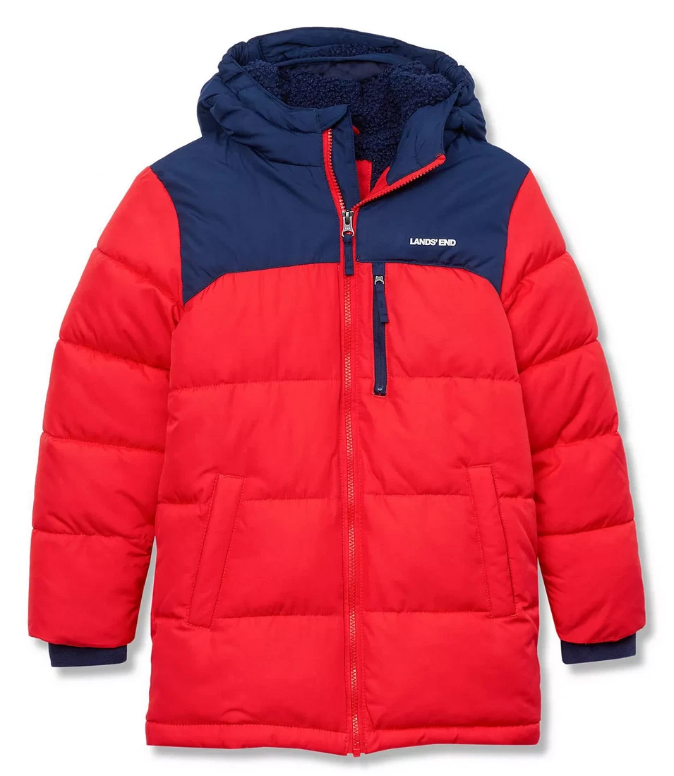 NEW ⭐ Lands' End Red Boys Fleece Lined Parka Winter Jacket Youth L (14-16)