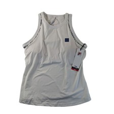 FILA Womens Size XS High Neck Tennis Tank Top Shirt White Built In Bra NWT