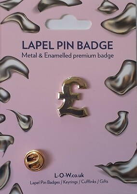 £ GB Pfund Schild Gold Metall emailliert Neuheit Revers/Hut/Mantel Pin Anstecker 3-43