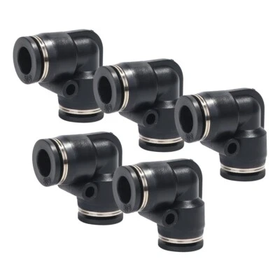 LOKOCAR Push To Connect Air Fittings Tube 3/8" Od Elbow Air Line Union Push Pack of 5