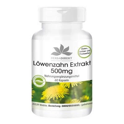 Löwenzahn-Wurzel Extrakt 500 mg - 60 Kapseln 10-fach konzentriert | herba direkt