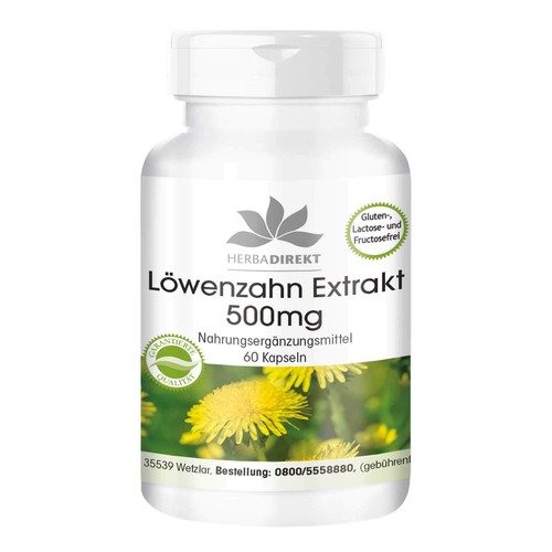 Löwenzahn-Wurzel Extrakt 500 mg - 60 Kapseln 10-fach konzentriert | herba direkt - Bild 1 von 12