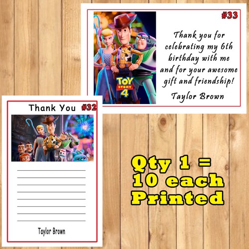 Toy Story 4 Invitations 10 ea with Env or Thank You Cards Personalized - Picture 7 of 7