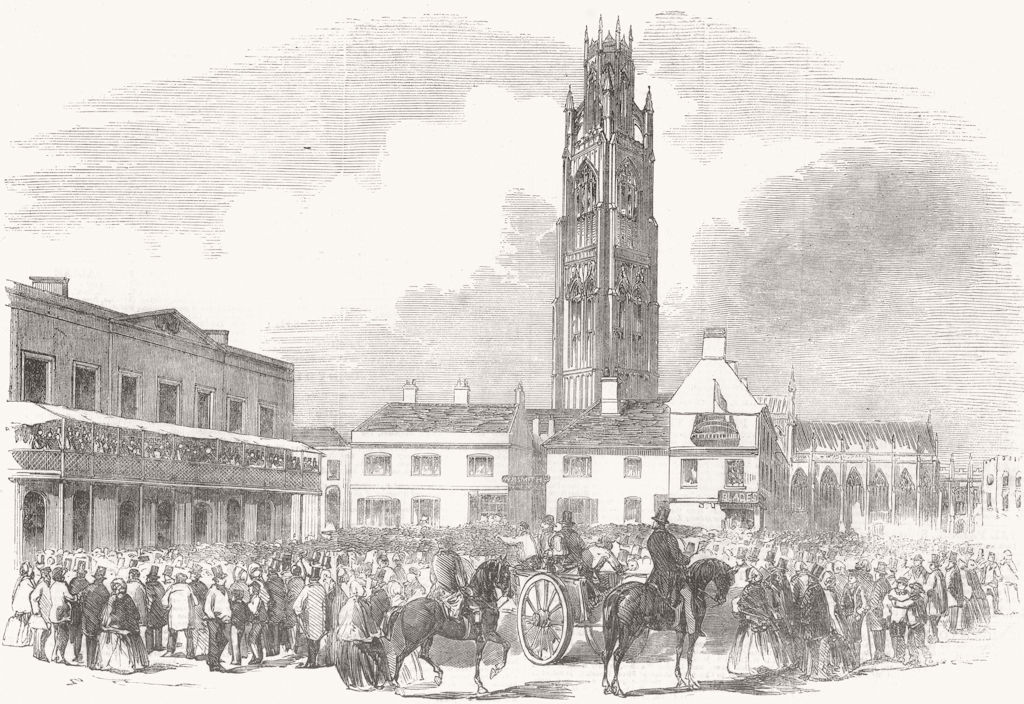 The Boston election - declaration of the poll. Lincolnshire 1856 old print