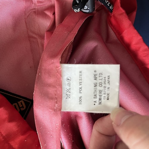 VTG BAPE sz Tall XS-S GORETEX Zip Up Jacket Red Bathing Ape Print Japan - Picture 20 of 21