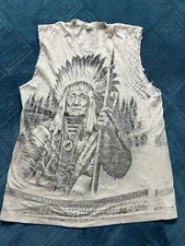 Vtg Springhill Size XL *Large* Native American Chief Distressed Sleeveless Tee