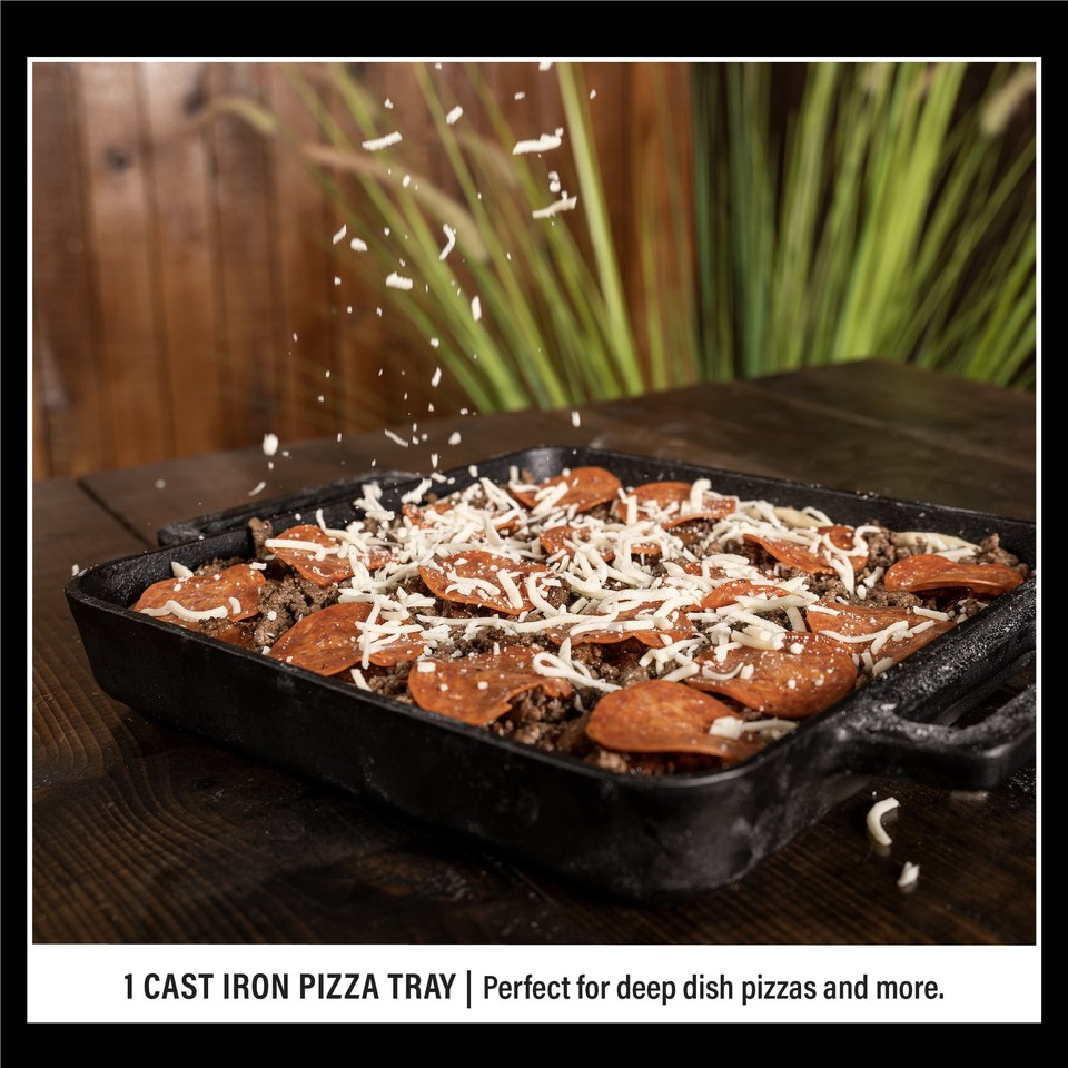 Blackstone Cast Iron Deep Dish Pizza Kit with Removable Handle and Wood