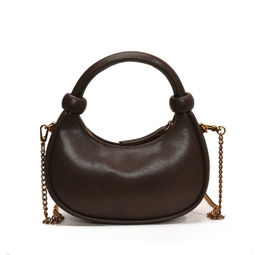 Women PU Leather Tote Handbag Solid Clutches Bag with Zipper Crescent Bag - Picture 16 of 24