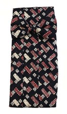 Men's La Valiere Paris 100 Silk Black Cummerbund  Bow Tie Red Green Christmas