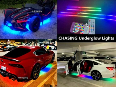 2x4FT + 2x6.5FT APP Remote CHASING LED Underglow Strips Lights Kit for BMW SSL