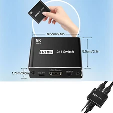 HDMI 2 Input 1 Output Switcher 8K Ultra HD 8K60HZ/4K120HZ/1080P/1080I/720P