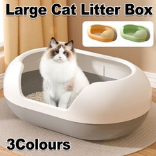 Cat Litter Box Large Semi Closed Covered Litter Pan Easy Clean Design for Cats