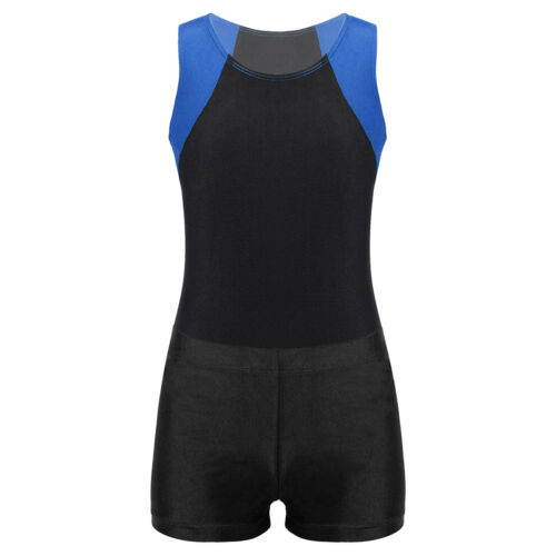 Kid Girls Boys Athletic Tank Top with Shorts Gymnastics Leotards Workout Outfits - Picture 35 of 44