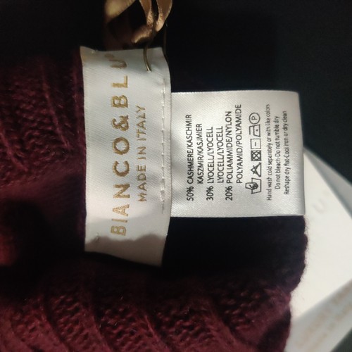Bianco & Blu Bordeux Cashmere Beanie Blend Wollmütze Neu Dunkelrot Strick Winter - Bild 4 von 11
