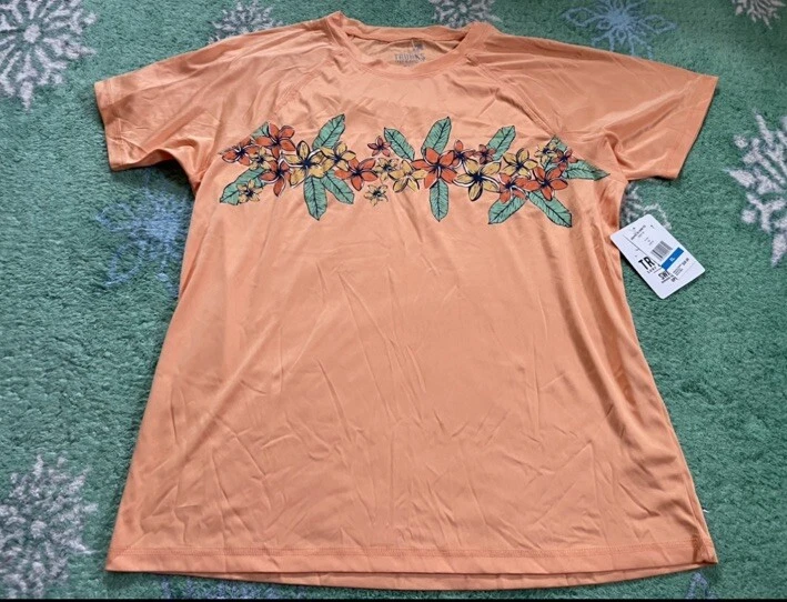 NEW Trunks Surf & Swim Co Men’s XL Orange Short Sleeve Swim Shirt-Floral Graphic