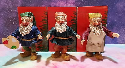 Vtg 1998 Lot of 3 Working Elves Clothtique Possible Dreams Blue Green Burgundy
