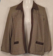 ALFRED DUNNER Womens Size 12P Blazer Open Front Brown