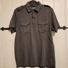 Old Navy Mens Shirt Polo Gray Short Sleeve Pockets Size Medium