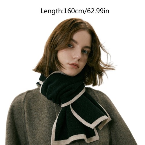 Elegant Colorblocked Shawl Cashmerelike Scarf Neck Gaiter for Women Men Winter - Picture 8 of 11