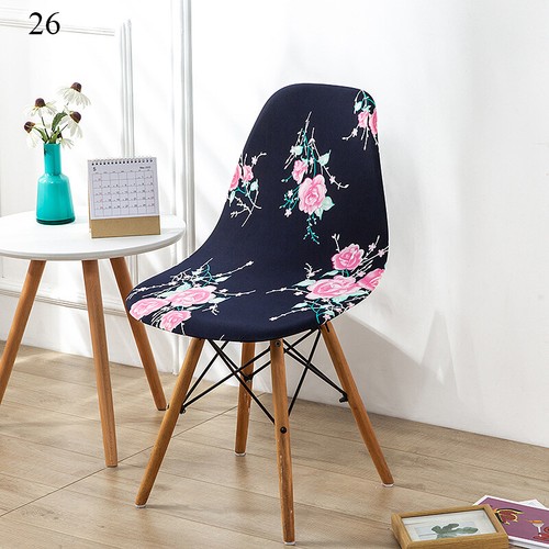 Stretch Printed Shell Chair Cover Kitchen Armless Dining Seat Covering Slipcover - Picture 37 of 39