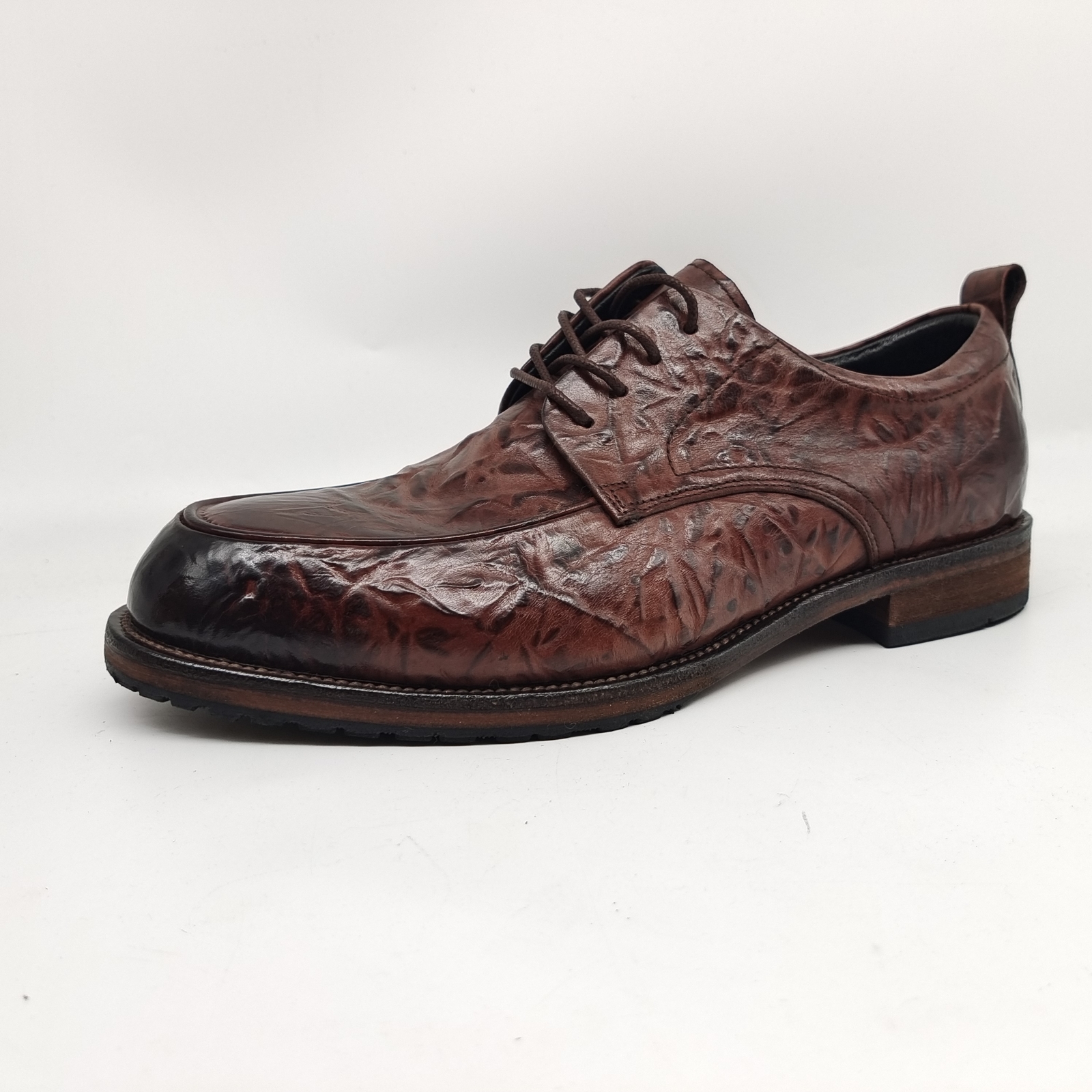 SAOLA Scarpe da lavoro uomo in pelle di mucca lavata stile britannico derby stringate Oxford