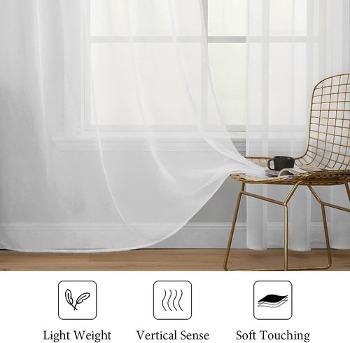 1/2x Panels Sheer Tulle Voile Lace Window Curtain Drapes Living Room Rod Pocket - Picture 26 of 37