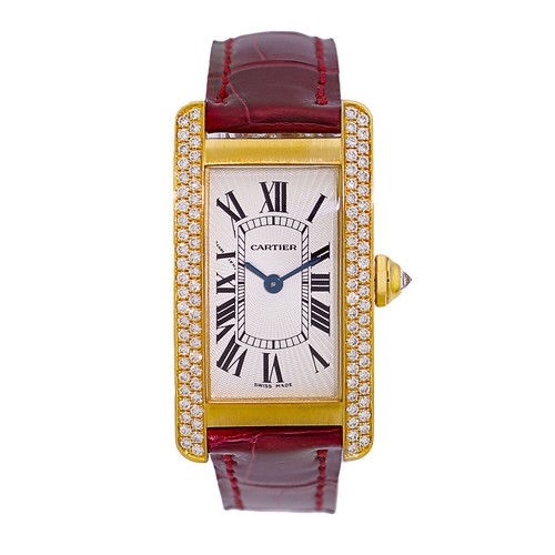 CARTIER 18K Yellow Gold Diamond Tank 