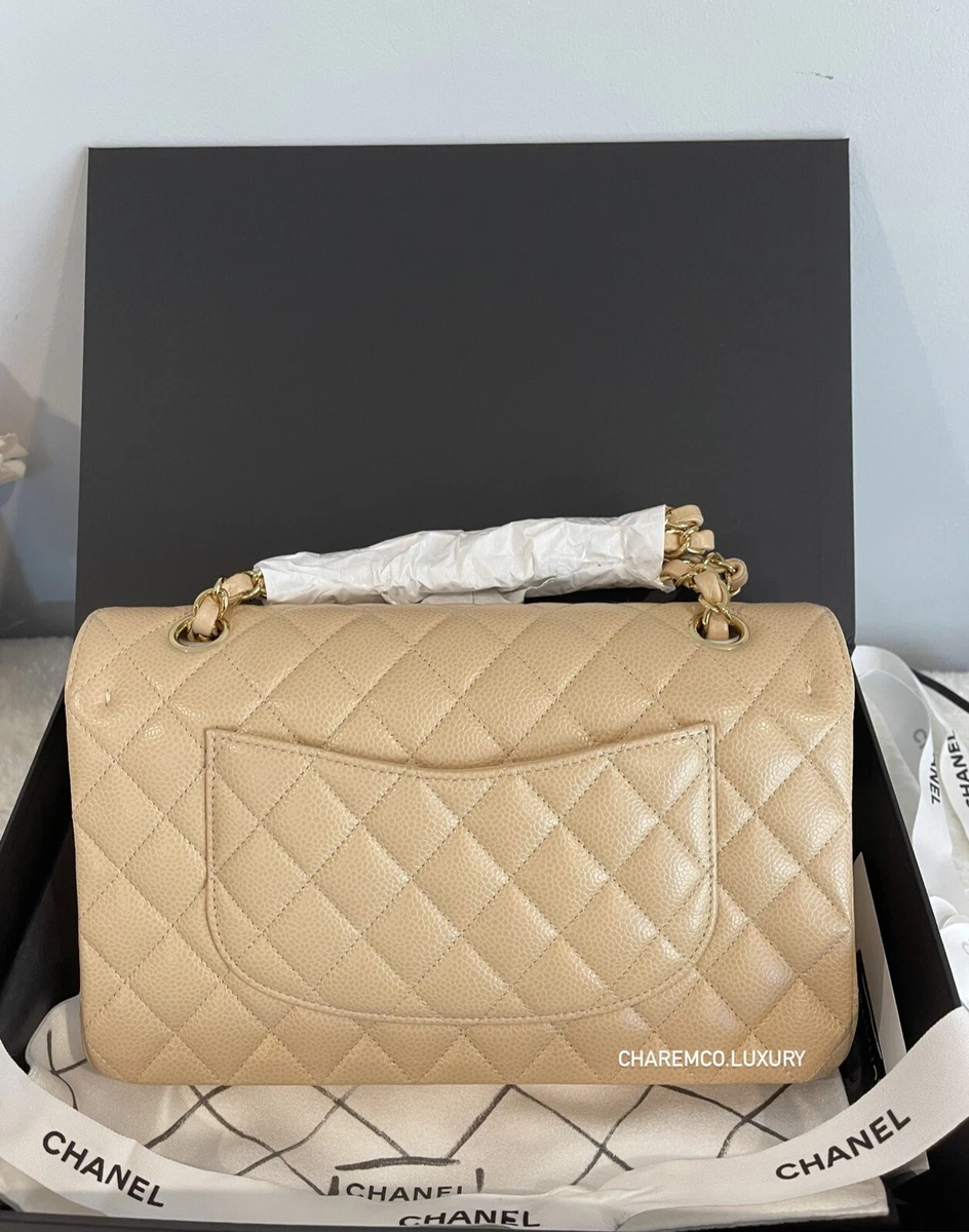 RESERVED #13 Almost New Chanel Medium Classic Double Flap Caviar Beige with  GHW, Luxury, Bags & Wallets on Carousell