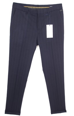 Pantalon Chino Homme Scotch & Soda - Modèle Mott Slim Fit Stretch - Bleu Marine à Rayures - Neuf Avec étiquettes