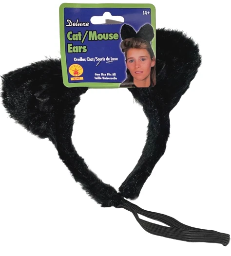 De lujo OREJAS DE RATÓN DE GATO NEGRO Diadema Peluda Mickey Minnie Disfraz Sombrero Gatito Rata Foto 2 de 4