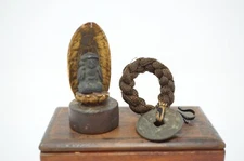 Japanese Lucky Charm Set Figurine & Antique Coin Talismans from Japan 1012C21