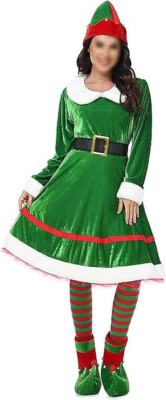 Sunloudy Women 's Elf Costume Set Long Sleeve Dress, XL, No Belt