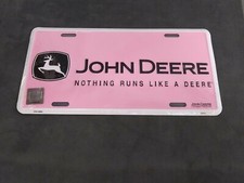 John Deere Embossed License Plate - Nothing Runs Like A Deere - Pink *NEW*