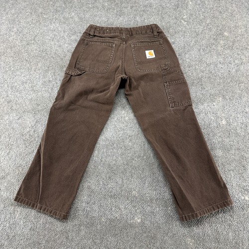 Carhartt Pants Boys Youth Boy 8 Brown Carpenter Canvas Relaxed Straight Workwear - Picture 6 of 11