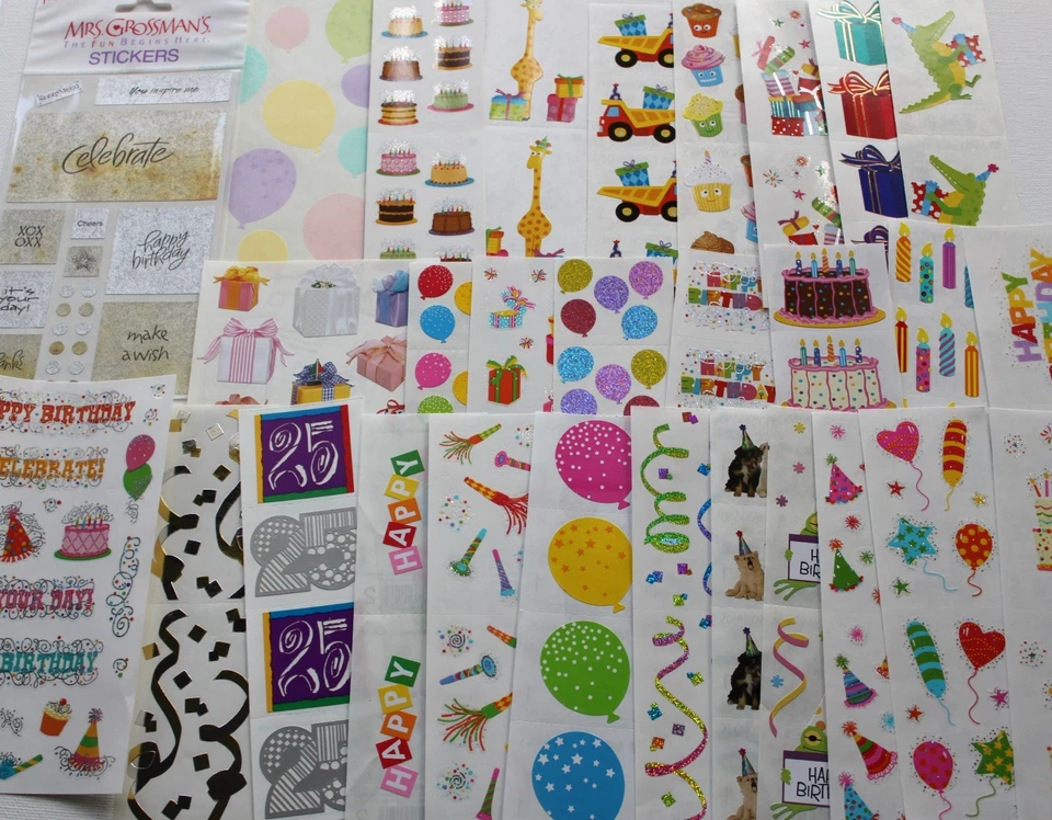 Mrs. Grossman sticker sheet You Choose - Birthday Party Anniversary Celebration