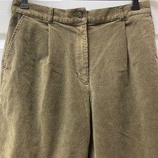 Vintage LL Bean Women's Sz 12P Original Fit Pleated Corduroy Pants Olive Green