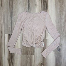 Vuori Cove Twist Tee Cropped Long Sleeve Shirt Top Small Brown Women Yoga