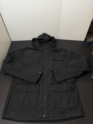 Helly Hansen Jacket Mens M Highlands Black Full Zip Utility Stow Hood Tech Rain