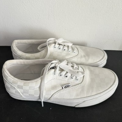 VANS AUTHENTIC MONO CHECKERBOARD SHOE WHITE - Men's 8.5 , Pre-owned