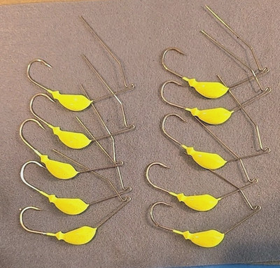 10 ~1st Gen Nories 3/4 oz Crystal S + Bend Arm Spinnerbait Heads Chartreuse